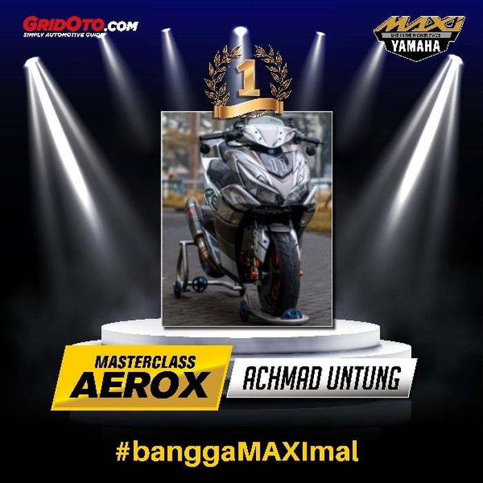 Achmad Untung peraih juara di kelas Masterclass kategori Aerox dan King of The MAXI 2021.