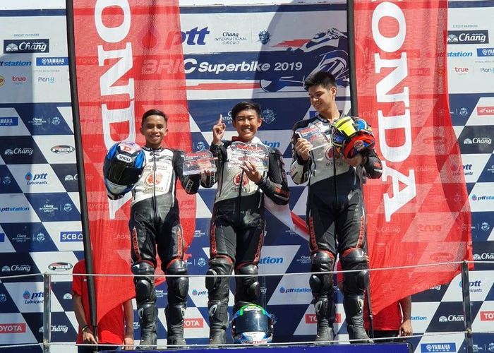 Azryan Dheyo Wahyumaniadi sukses meraih podium pertama di balap pertam kejuaraan Thailand Talent Cup (TTC) 2019 Seri 6