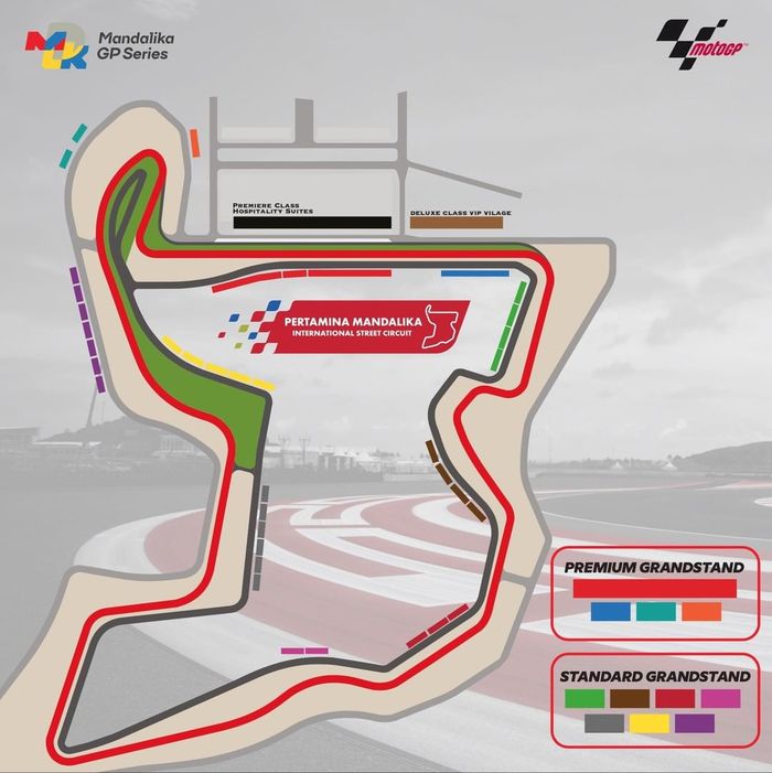 Lokasi grandstand tiap tiket untuk MotoGP Indonesia 2022 pada Maret nanti.