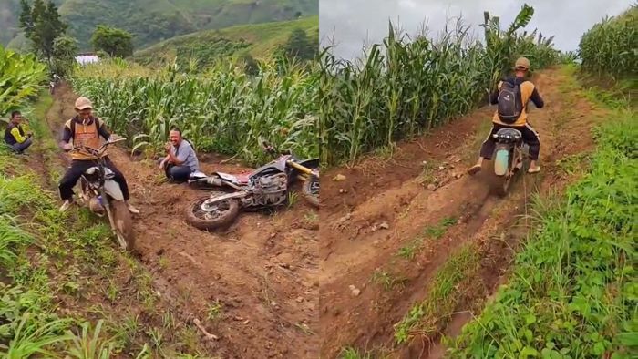 Detik-detik pengendara hOnda Supra melaju di tanjakan dengan mudah tuh.