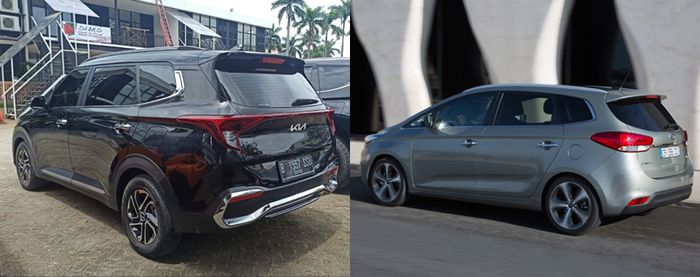 Perbandingan buritan Carens terbaru dan Carens lama.