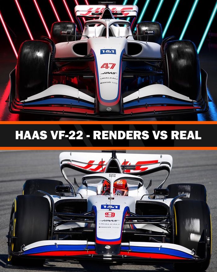 Perbedaan mobil Haas saat launching on line dan shakedown di Barcelona