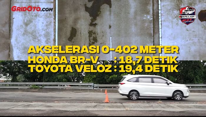 Hasil timing 402 meter Honda BR-V dan Toyota Veloz.