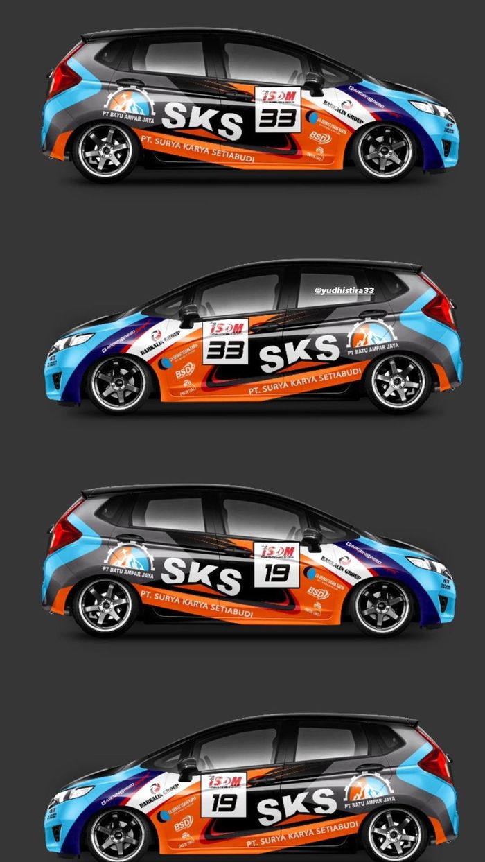 Livery Honda Jazz yang akan dipakai oleh Ahmad Yudhistira (33) dan Muhammad Rizky Padilla (19) di ISSOM 2022 