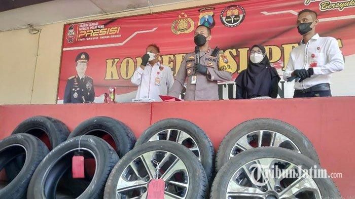 Wakapolres Tuban, Kompol Priyanto saat memimpin ungkap kasus pencurian roda mobil  