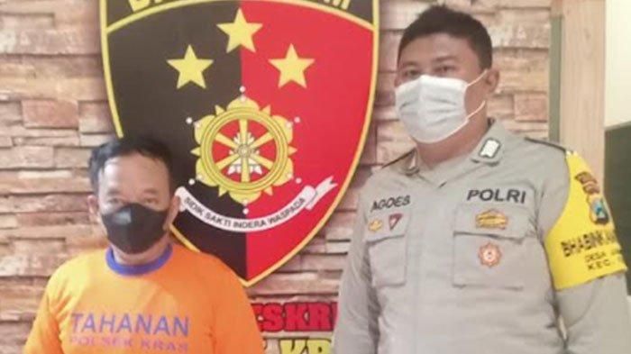 Pamuji (kiri), pelaku penipuan jual Vespa Kongo Murah di Kediri, Jawa Timur