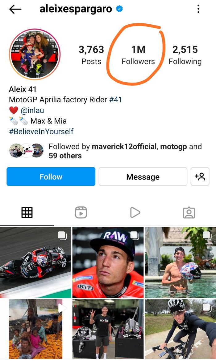Akun Instagram Aleix Espargaro sudah tembus 1 juta follower