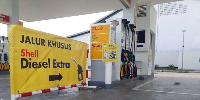 Ilustrasi jalur khusus Diesel Extra di SPBU Shell