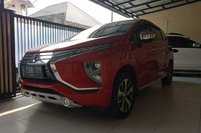 penampakan Mitsubishi Xpander Ultimate 2019 yang dicuri di di wilayah Kecamatan Waled, Kabupaten Cirebon, Jawa Barat pada Minggu (10/4/2022).