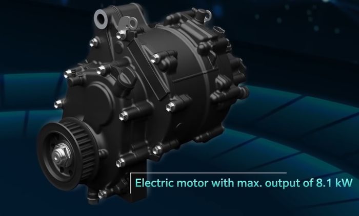 Regenerative brake Yamaha E01 dihasilkan dari gearbox yang menempel pada motor listrik
