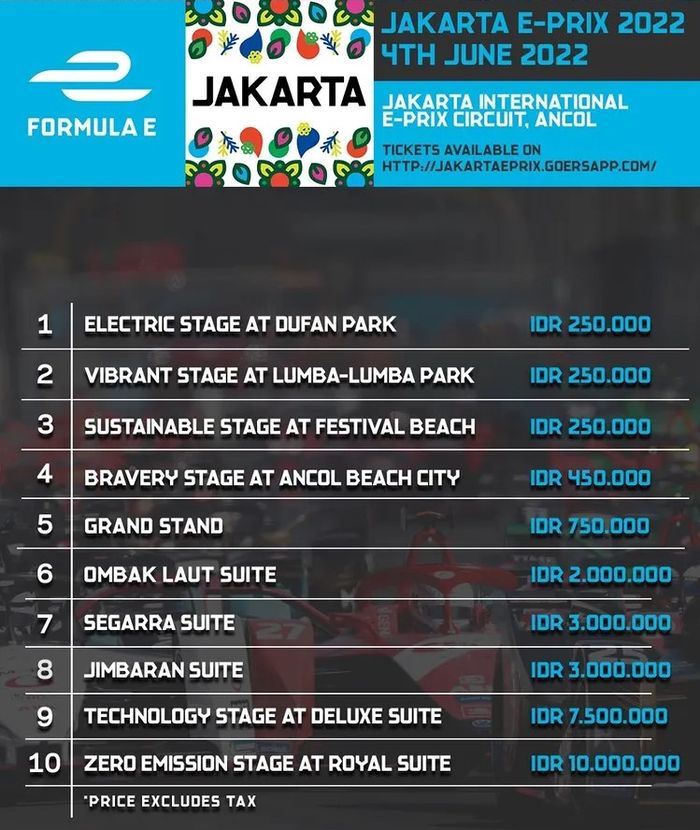 Daftar harga tiket Formula E Jakarta 2022