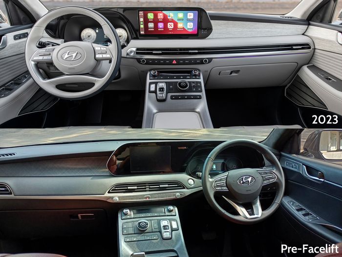 Perbedaan interior Hyundai Palisade 2023 dan sebelum facelift.