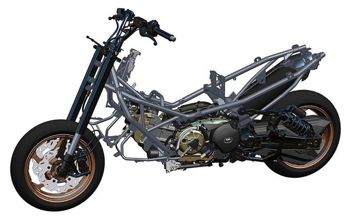 Tampilan rangka dan mesin SYM MAXSYM TL508 