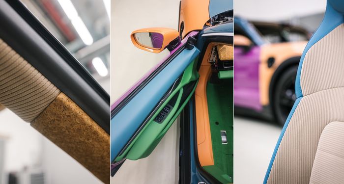 Sentuhan warna-warni di bodi Porsche Taycan 4 Cross Turismo, terinspirasi dari desain sepatu kets