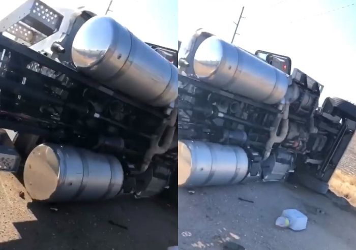 Ending videonya malah plot twist, karena truknya ternyata sudah terguling di jalan.