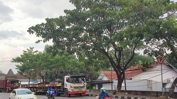 Potret lokasi sejumlah truk yang parkir liar di Jalan Perintis Kemerdekaan, Semarang, pada Kamis (23/06/2022).