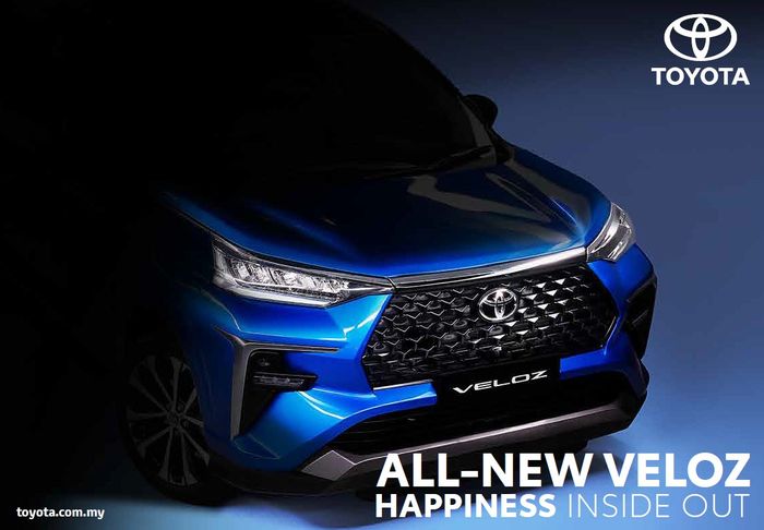 Teaser Toyota Veloz yang akan meluncur di Malaysia dengan warna Blue Metallic - Black.