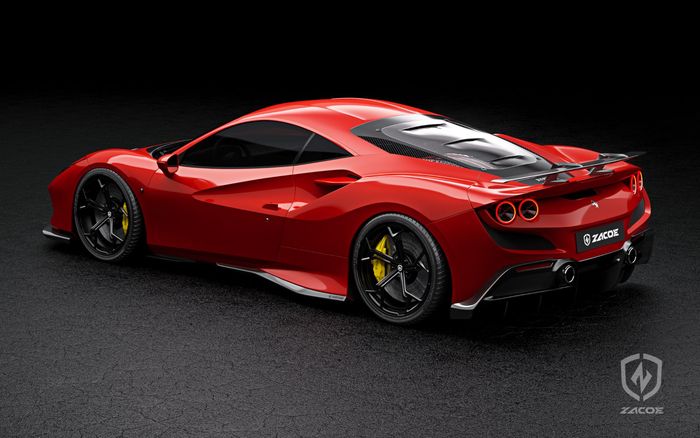 Modifikasi Ferrari F8 Tributo garapan Zacoe pakai body kit yang terispirasi dari pesawat jet tempur