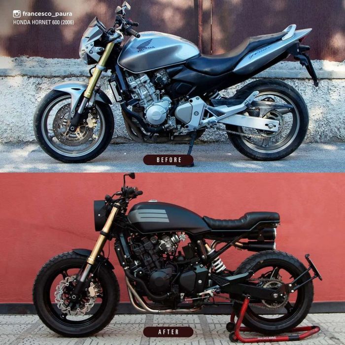 Before after dari Honda CB600F street tracker ini