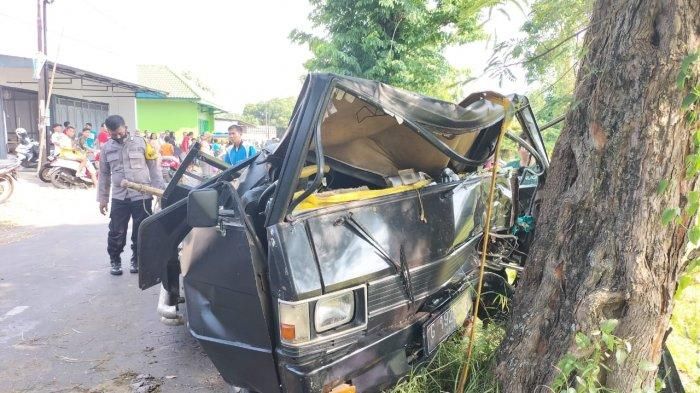 Mitsubishi L300 bawa lima sapi kurban hancur tabrak batang pohon asem di Kutosari, Doro, Pekalongan, Jawa Tengah