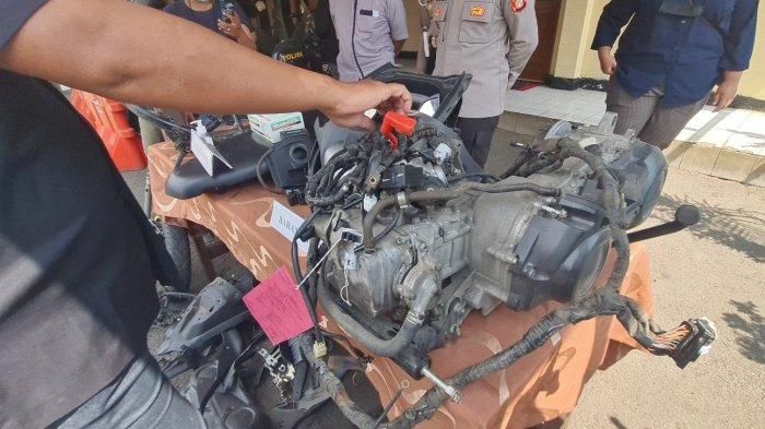 Mesin Yamaha Lexi yang dipreteli maling untuk kemudian dijual eceran