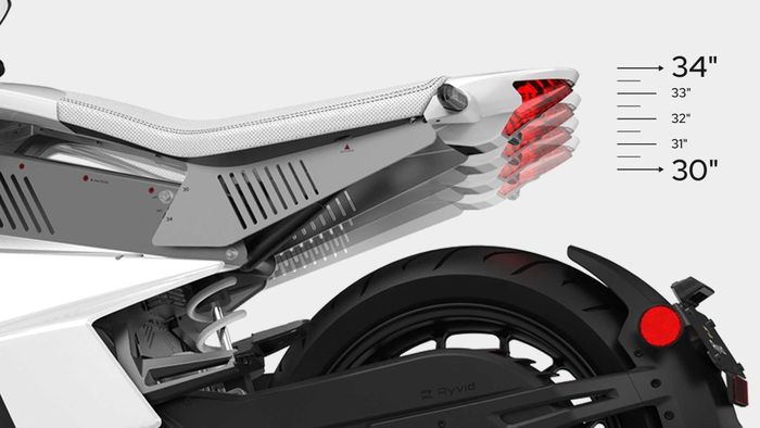 Jok motor listrik Ryvid Anthem bisa diatur ketinggiannya