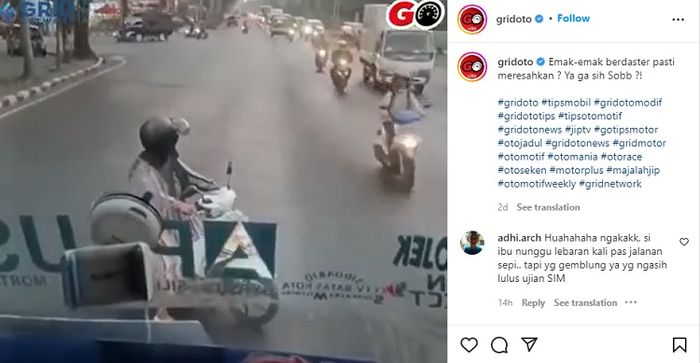 Ulah  emak-emak naik motor matic halangi jalan, nitizen sampai bilang begini