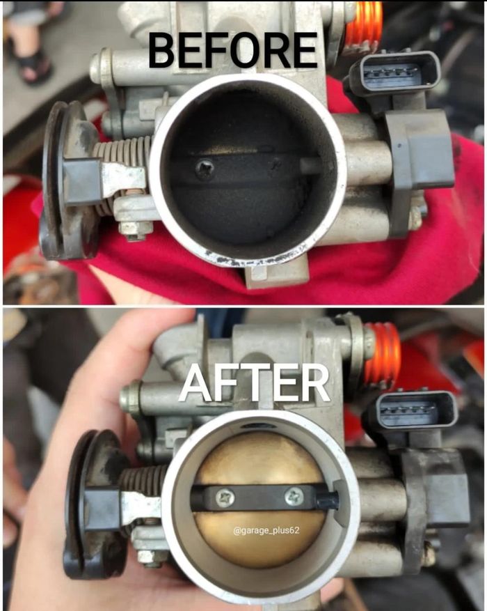 Perbedaan Throttle Body kotor dan bersih