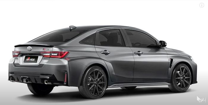 Tampilan belakang digimod Toyota Vios baru dengan bumper depan ala GR Corolla