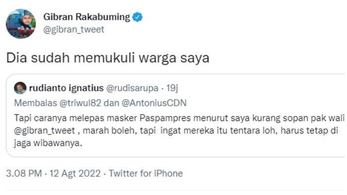 Komentar Wali Kota Solo, Gibran Rakabuming Raka soal aksinya mencopot masker anggota Paspampres yang pukul sopir truk di Solo. 