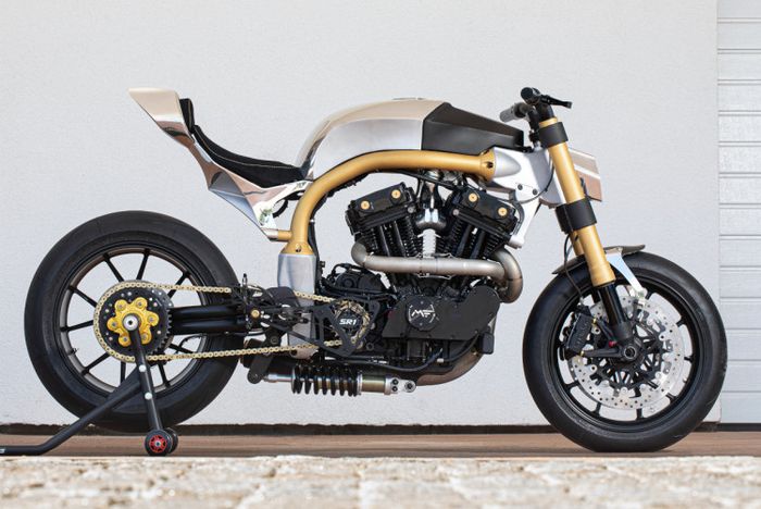 Suspensi belakang ada di bawah mesin dan front end mengandalkan milik Ducati 1198