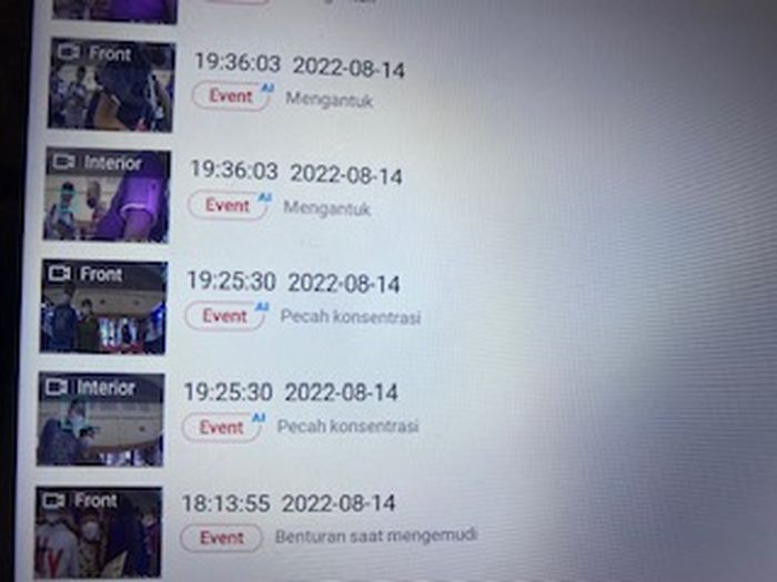 Hasil rekaman dari BlackVue yang menilai apakah pengemudi fokus atau tidak