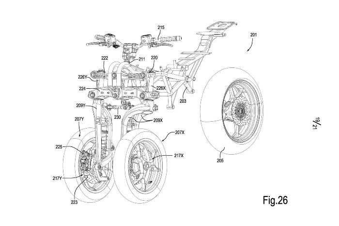 Paten sistem suspensi Watt linkage pada Piaggio MP3