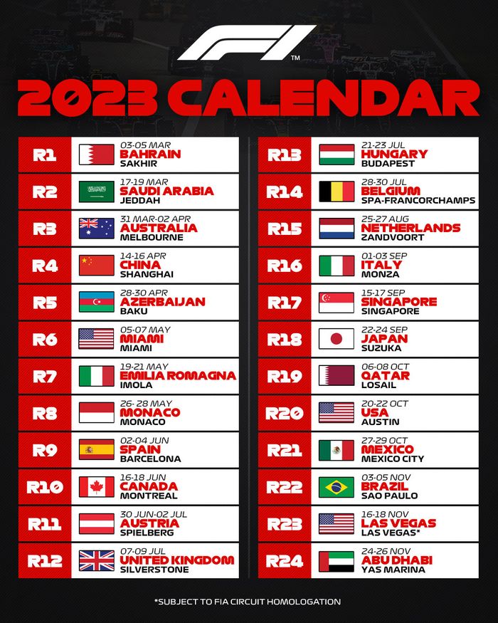 Kalender balap F1 2023