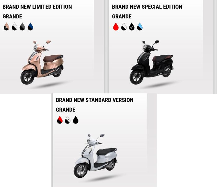 Pilihan tipe dan warna Yamaha Grande di Vietnam