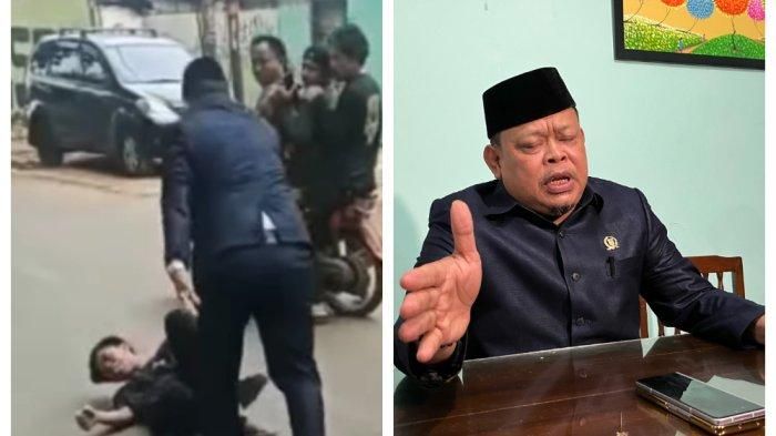 Cuplikan video Wakil Ketua DPRD Depok, Tajudin Tabri menghukum sopir truk push up dan guling di jalan raya Krukut, Limo, Depok, Jawa Barat