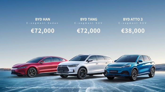 Tiga mobil listrik BYD yang menyapa Eropa adalah Atto 3, Han EV, dan Tang EV.
