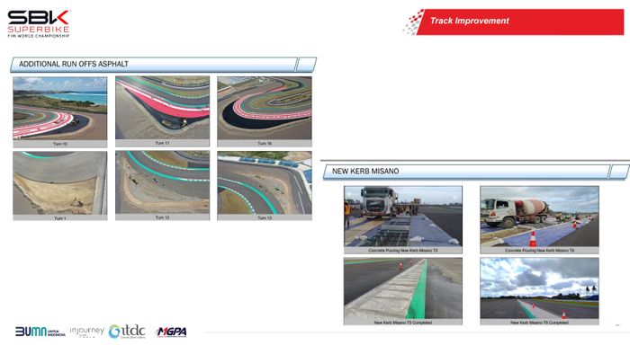 Proses pengerjaan pelebaran run off dan pengerjaan kerb di sirkuit Mandalika jelang WorldSBK Indonesia 2022.