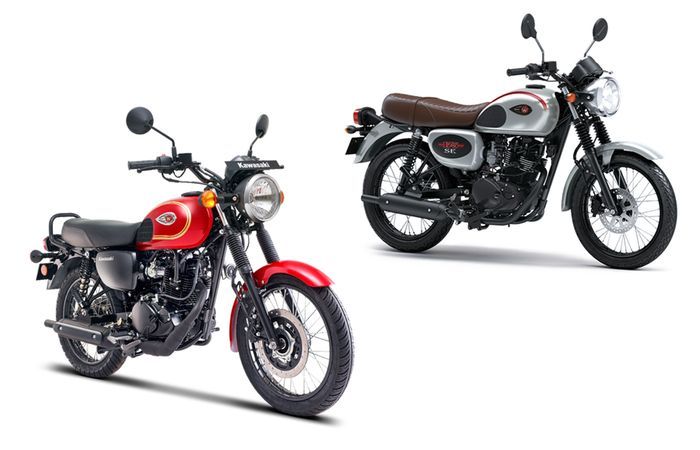Perbandingan Kawasaki W175 2023 India (kiri) dan versi Indonesia (kanan)  