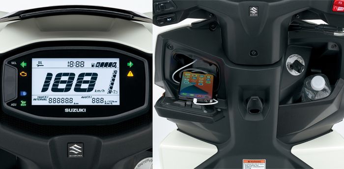Dek depan dan panel instrumen Suzuki Avenis 125 Eropa