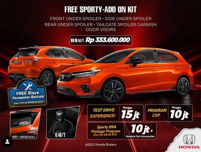 Promo Honda Bintaro tawarkan Honda City Hatchback RS MT dengan Sporty DNA Package