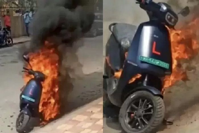Ilustrasi baterai motor listrik terbakar.