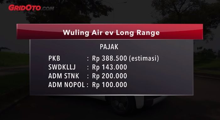 Pajak Kendaraan Bermotor mobil listrik Wuling Air ev