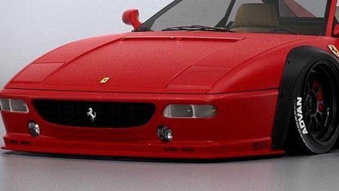 Tampilan depan modifikasi Ferrari F355 dipasok wide body Liberty Walk, Jepang
