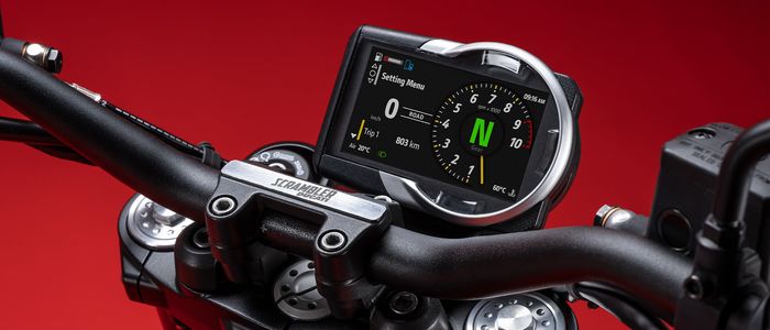 Tampilan panel instrumen Ducati Scrambler 2023