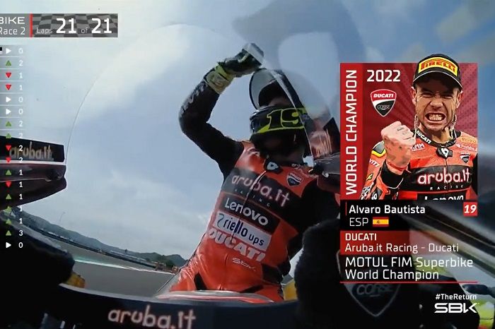 Alvaro Bautista juara dunia WSBK 2022 usai Race 2 WSBK Mandalika 2022 di Sirkuit Mandalika, Minggu (13/11/2022).