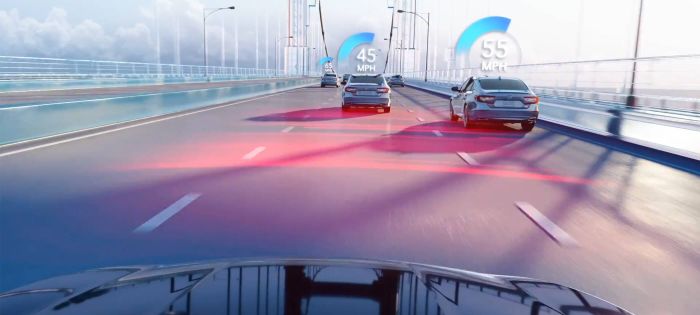 Ilustrasi adaptive cruise control dari Honda Sensin