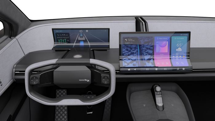 Interior Toyota bZ Compact SUV mendapatkan layar instrumen dan head unit melengkung.