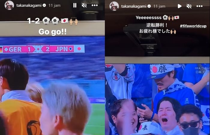 Instagram Story Takaaki Nakagami saat nonton pertandingan Jepang lawan Jerman