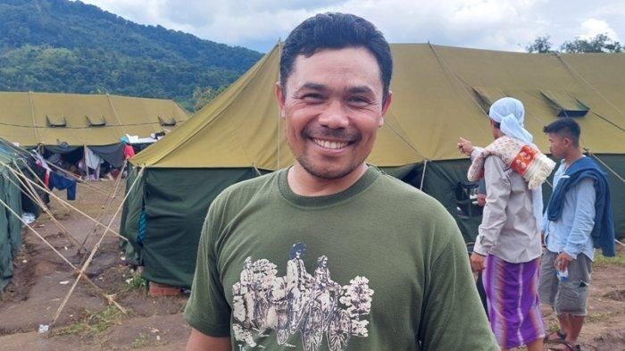 Heri Kurnia (48) saksi mata longsornya tebing di wilayah Kecamatan Cugenang, Cianjur, Jawa Barat